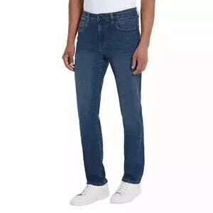 NEW Kenneth Cole Mens 36x32 Straight Fit Stretch Denim Jeans Blue Comfortable